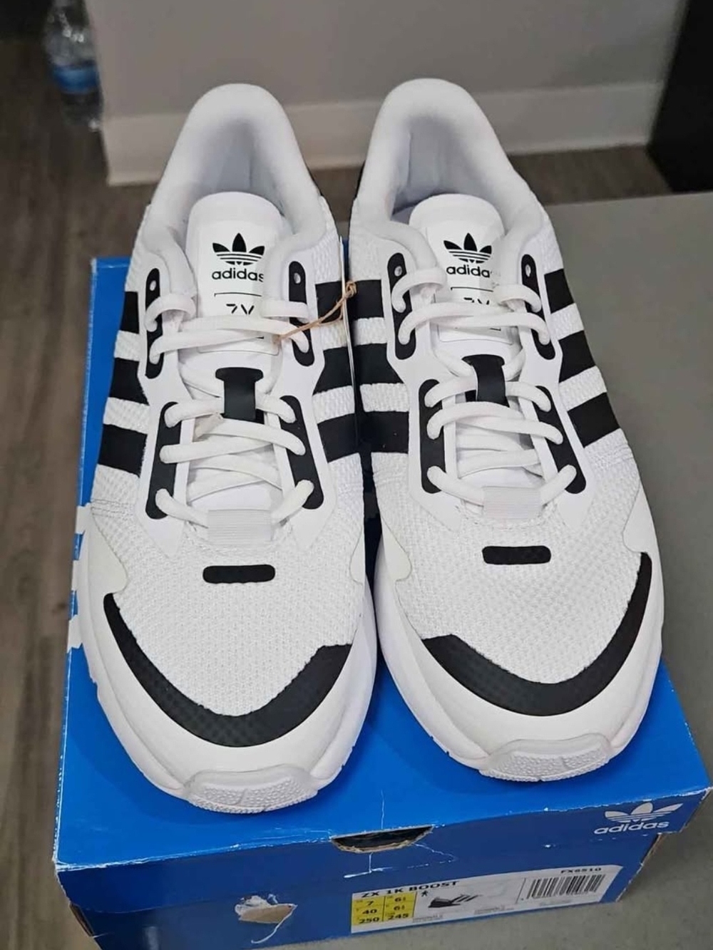 adidas White and Black Classic Striped Sneakers - Picture 3 of 3